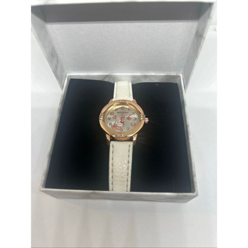 Hello Kitty Pink Watch Rose Gold Tone Crystal Bezel w/ Box NEW